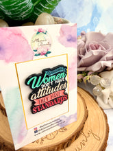 Load image into Gallery viewer, Strong Women Have Standards Enamel Pin – Feminist Empowerment Pin Badge