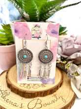 Load image into Gallery viewer, Thalia Turquoise Dreamcatcher Earrings – Bohemian Dangle Style