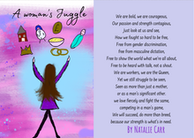 Load image into Gallery viewer, A woman’s juggle postcard