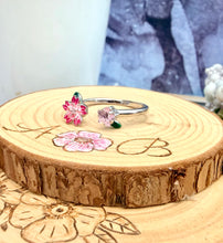 Load image into Gallery viewer, Blossom – Adjustable Cherry Blossom Fidget Spinner Ring with Pink Stone