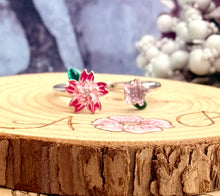 Load image into Gallery viewer, Blossom – Adjustable Cherry Blossom Fidget Spinner Ring with Pink Stone