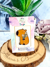 Load image into Gallery viewer, cute capybara holding flowers pin badge