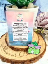 Load image into Gallery viewer, Happy Frog Acrylic Pin – Cute Frog Gift with Poem in Organza Bag
