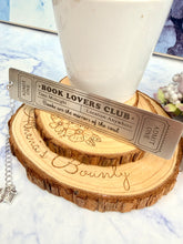 Load image into Gallery viewer, Book Lovers Club Ticket Bookmark – Stainless Steel Reading Bookmark with Book Charm

