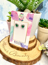 Load image into Gallery viewer, 925. Green heart Studs
