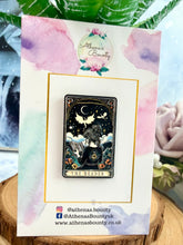 Load image into Gallery viewer, The Reader Tarot Card Enamel Pin – Fantasy Book Lover Badge
