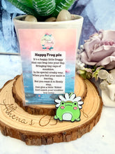 Load image into Gallery viewer, Happy Frog Acrylic Pin – Cute Frog Gift with Poem in Organza Bag
