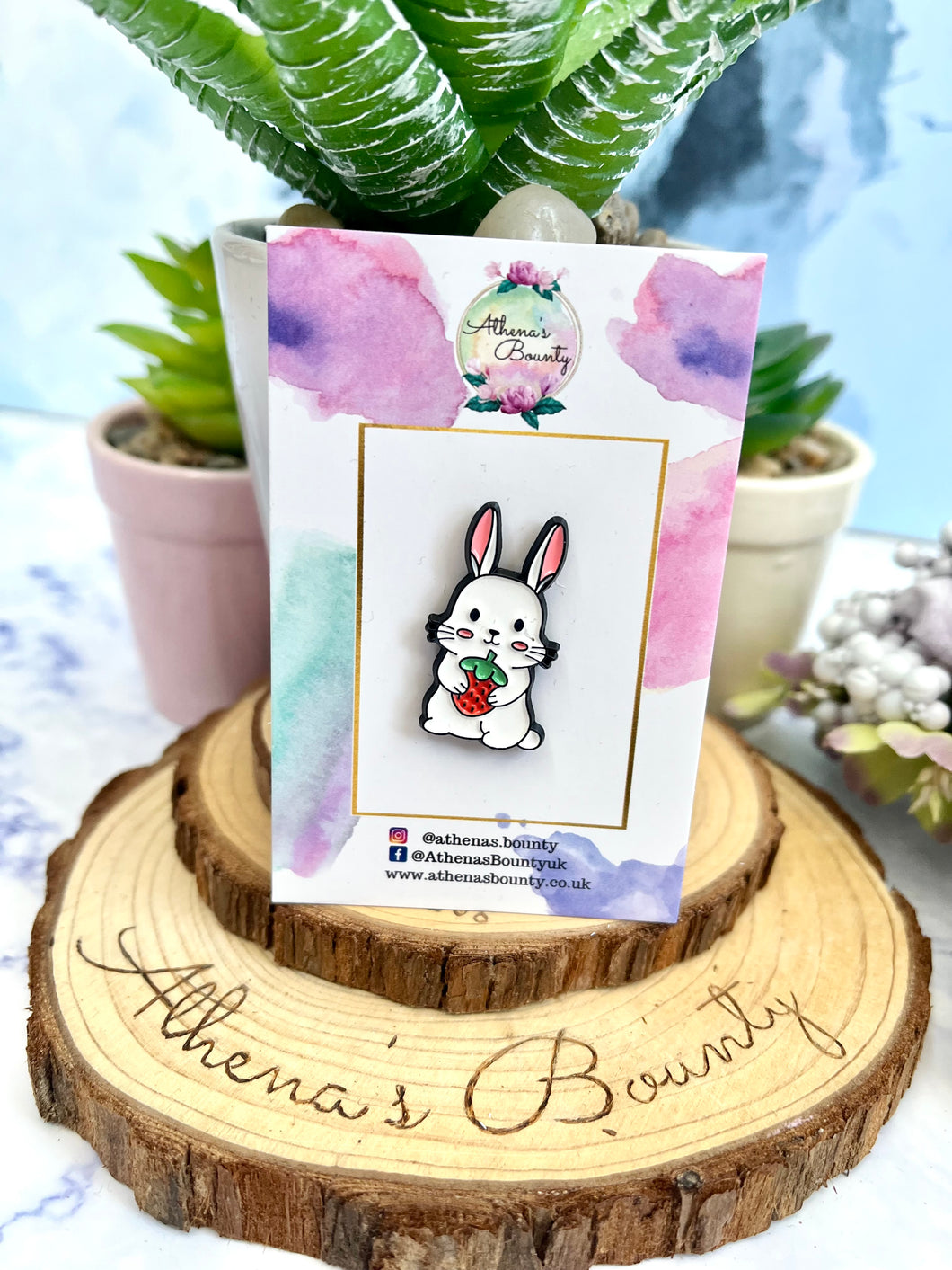 Strawbunny Enamel pin