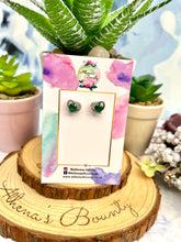 Load image into Gallery viewer, 925. Green heart Studs

