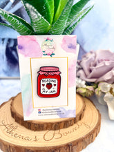 Load image into Gallery viewer, Reading Is My Jam Enamel Pin – Strawberry Jam Jar Book Lover Badge
